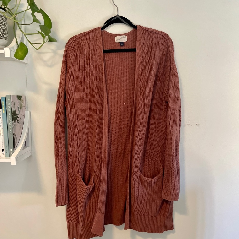 Universal Thread Ribbed Cardigan with Pockets